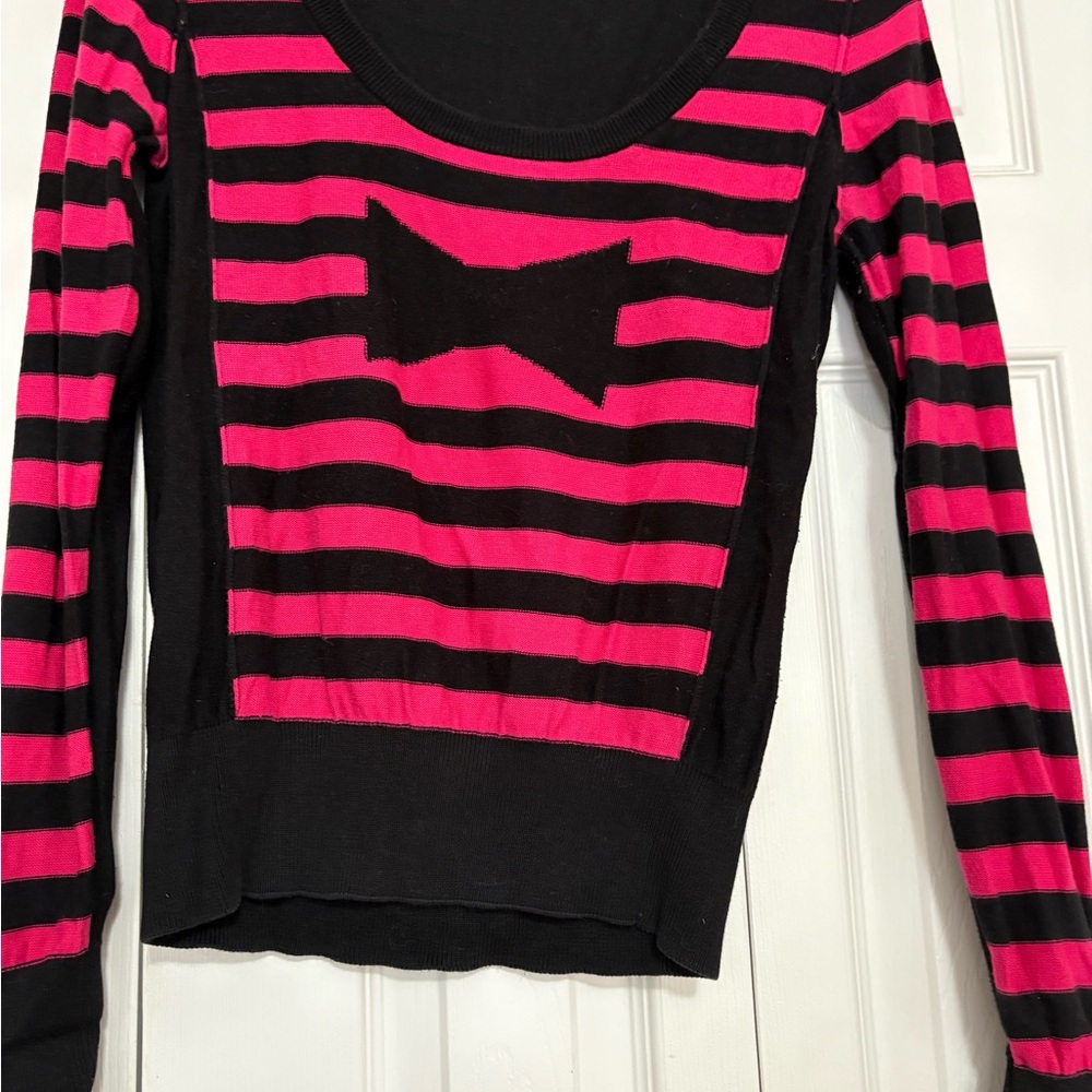 Sonia Rykiel Pink and Black Striped Crew Neck Sweater
